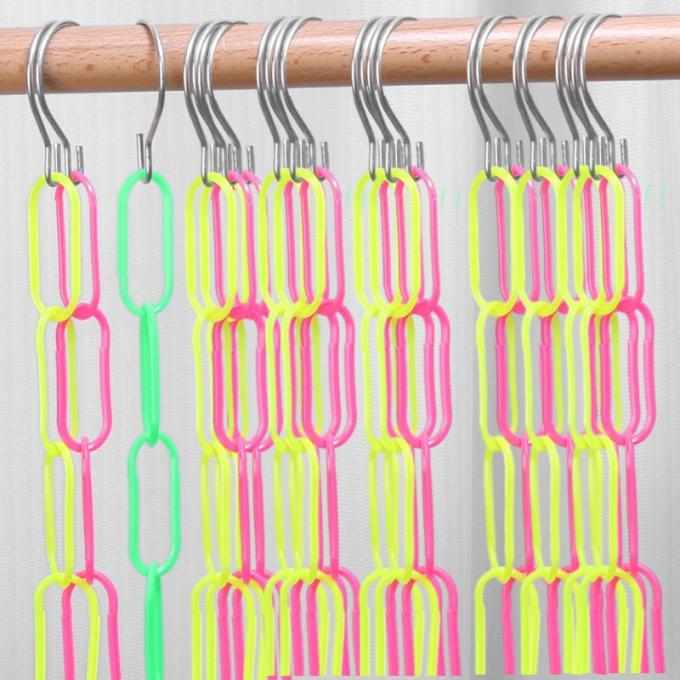 1.3m Longueur / 23 trous Chaîne en plastique Vêtements en plastique colorés Collier Armoire Collier Collier Économie d' espace Organiseur Collier 5