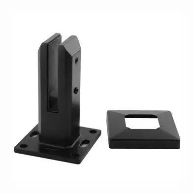 Coffre-fort en verre carré noir mat pour balustrade en acier inoxydable