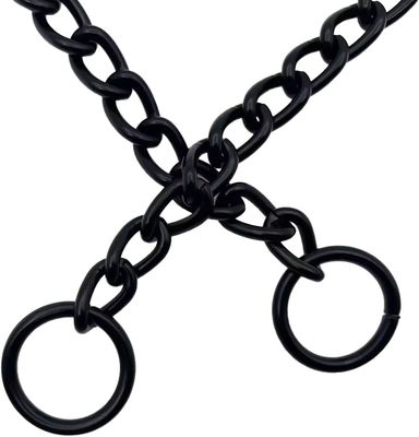 Collier de chien noir Non glissante P Chaîne lourde Chaîne de chien Collier d'entraînement métallique réglable Collier en acier allié résistant aux intempéries