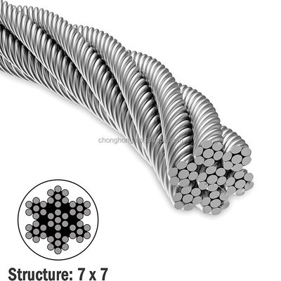 acheter Noyau d'acier 7*19 SS câble AISI304 AISI316 câbles en acier câbles en acier 8mm câble inox contenant Si 1,0% 7x19 câble en acier inoxydable online manufacture