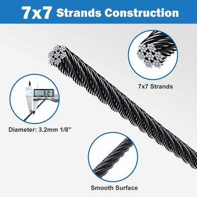 Kit de fixation de câbles matériel T316 câble aéronautique 7x7 fil 500ft 1/8 