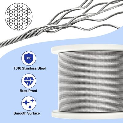 acheter OEM 1/16-3/32 câble galvanisé câble galvanisé avec revêtement en plastique transparent 150 pieds 45,72 mètres bobine de câble en acier à l'extérieur online manufacture