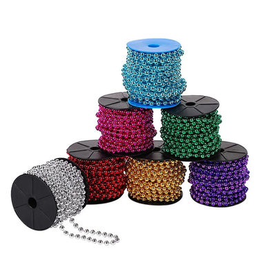 acheter 2.4mm Couleurs personnalisées Chaîne à billes en plastique Chaîne à billes en argent Chaîne à billes en or Blanc Chaîne à billes en or Avec longueur personnalisée Et OEM online manufacture
