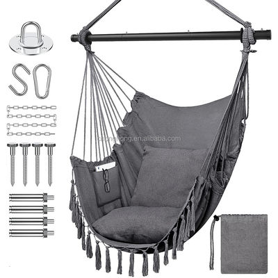 acheter 100*130cm 320g polyester coton suspendu à la corde balancer hamac avec deux oreillers online manufacture