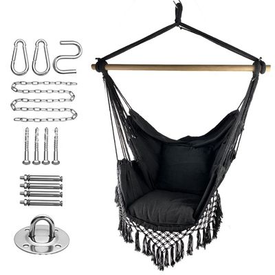 acheter 100*130cm 320g polyester coton suspendu à la corde balancer hamac avec deux oreillers online manufacture