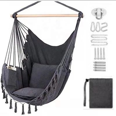acheter 100*130cm 320g polyester coton suspendu à la corde balancer hamac avec deux oreillers online manufacture