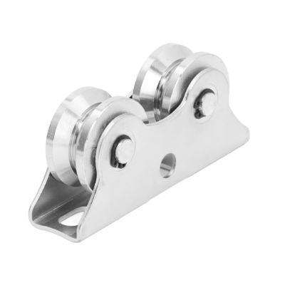 Un bon prix. Roue de porte coulissante en acier inoxydable en double roulement en forme de V avec support en ligne