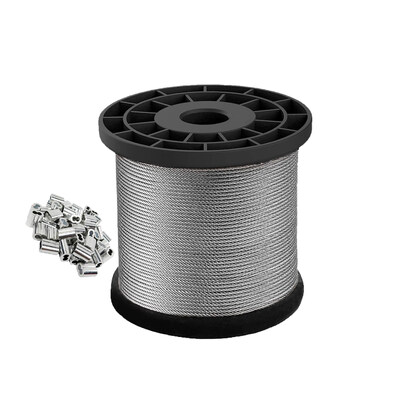 Un bon prix. Câble en acier inoxydable de type 316 de 3/16 po avec construction 1x19 pour kits de garde-corps de pont en ligne