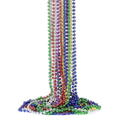 Chaîne à billes en plastique de 4 mm, 6 mm, 7 mm et 8 mm, en argent, en or, en blanc