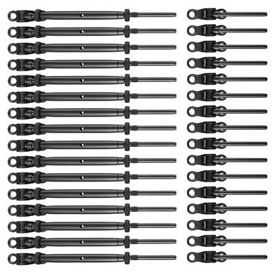 Un bon prix. Kit de garde-corps de câbles noirs lourds avec fils réglables et base d'angle pour la marine et la construction en ligne