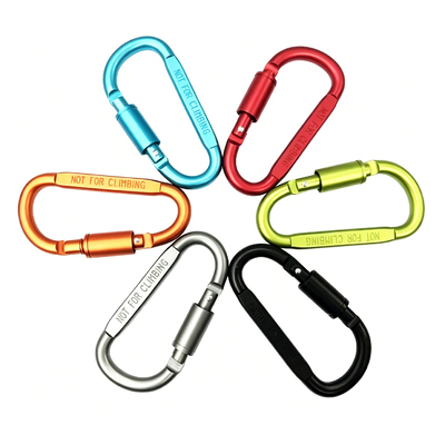 Un bon prix. Alliage d'aluminium de type D Applatissement de la boucle d'alpinisme épaisse longue écrousse verrouillage de la tige de ressort Carabiner à crochet rapide multifonctionnel extérieur en ligne