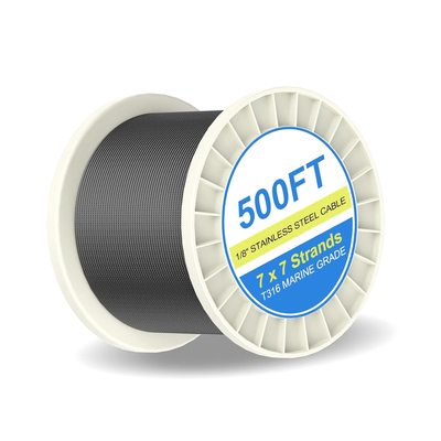Un bon prix. Cable de câble en acier inoxydable en stock Cable d'avion de 500 pieds 7x7 brins Cable de câble pour la construction en ligne