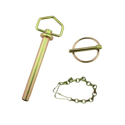 Un bon prix. Goupille d'attelage en acier robuste avec chaîne et goupille d'attache pour un montage sécurisé des attelages et des essieux en ligne