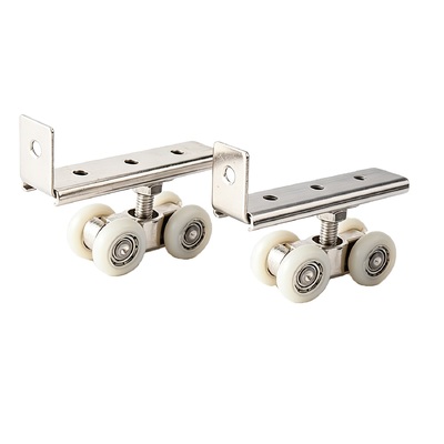 Un bon prix. Kit de poulie à roulement à billes de cintre de jeu de roues de voie coulissante en métal à 4 roues pour la porte de grange de placard de garde-robe en ligne