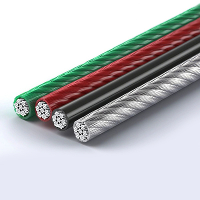 Un bon prix. Cable de câble en acier au carbone galvanisé en PVC revêtu 7x7 / 7x19 en ligne