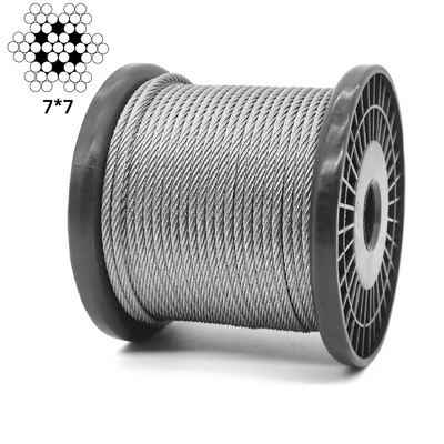 Un bon prix. Câble d'acier inoxydable T316 7x7 brins 500 pieds pour garde-corps de terrasse, câble métallique en acier inoxydable avec coupe-câble en ligne